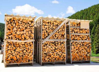 Firewood stored to be shipped and sell