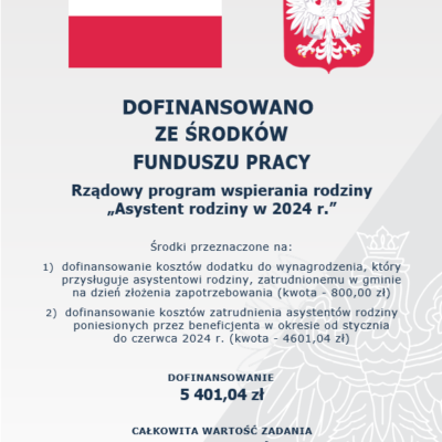 plakat A3 - dodatek asystent rodziny + refundacja kosztów