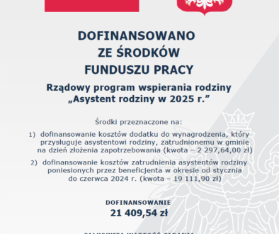 plakat A3 - dodatek asystent rodziny + refundacja kosztów 2025